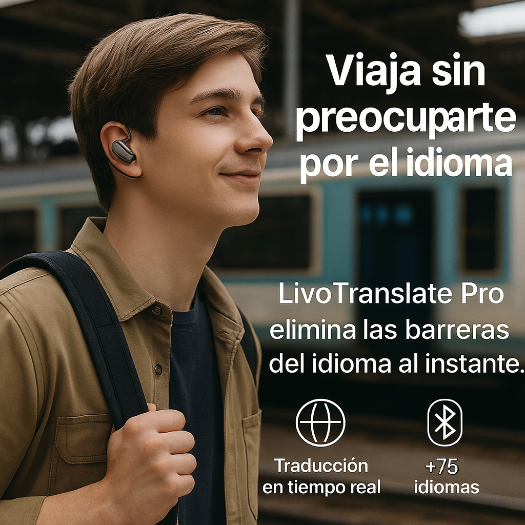 Auriculares Traductor Instantáneo 75+ Idiomas | IA 98% Precisión | Bluetooth 5.4 | Viajes Negocios