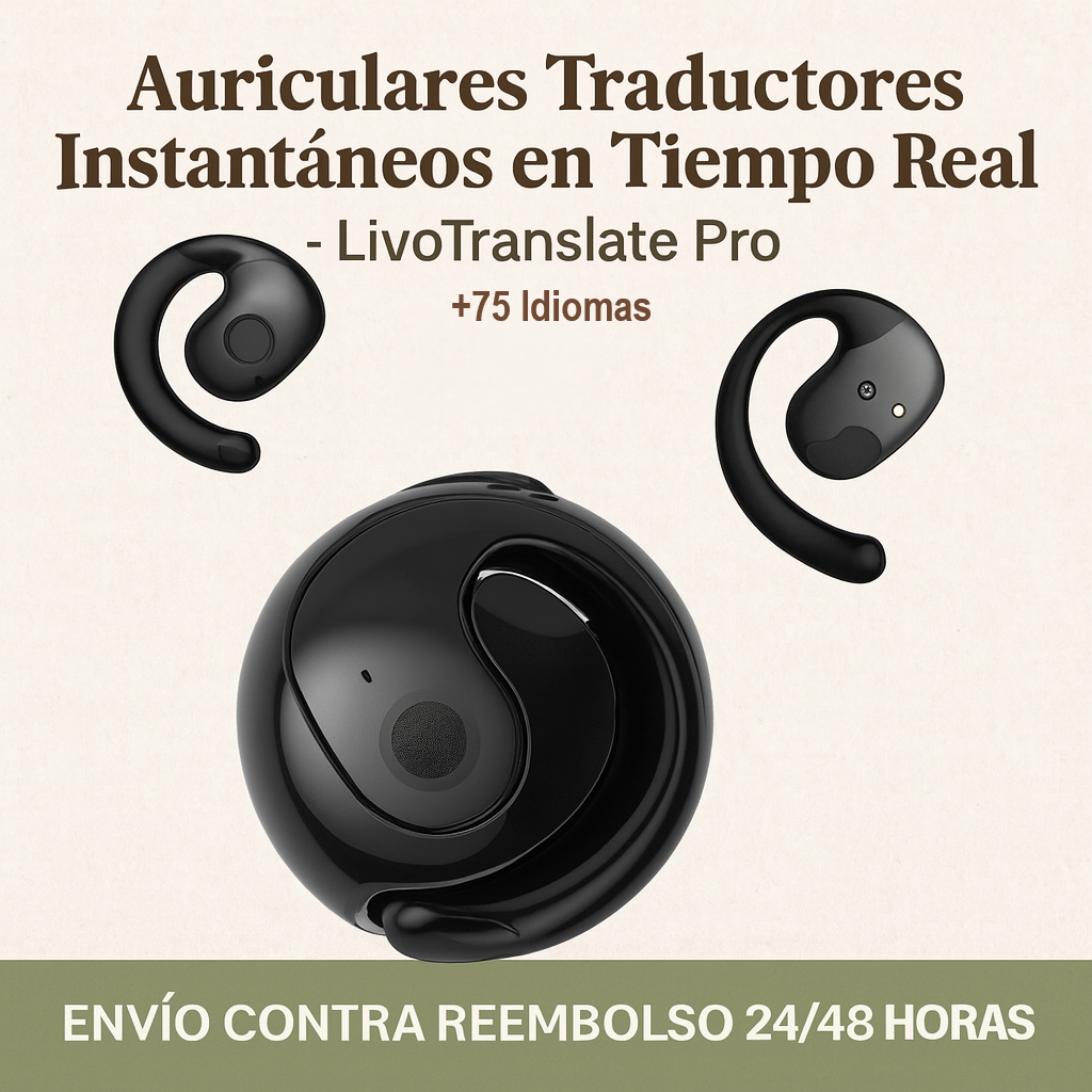 Auriculares Traductor Instantáneo 75+ Idiomas | IA 98% Precisión | Bluetooth 5.4 | Viajes Negocios