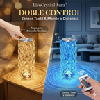 LivoCrystal Aura: Lámpara Ambiental de Cristal con Proyección Dinámica (16 Colores + Control Táctil)